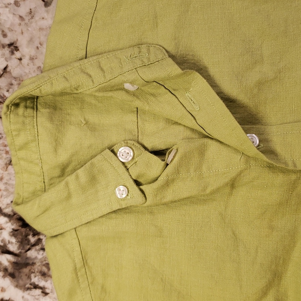 Vintage Linen Green 3T Short Sleeve Button Down